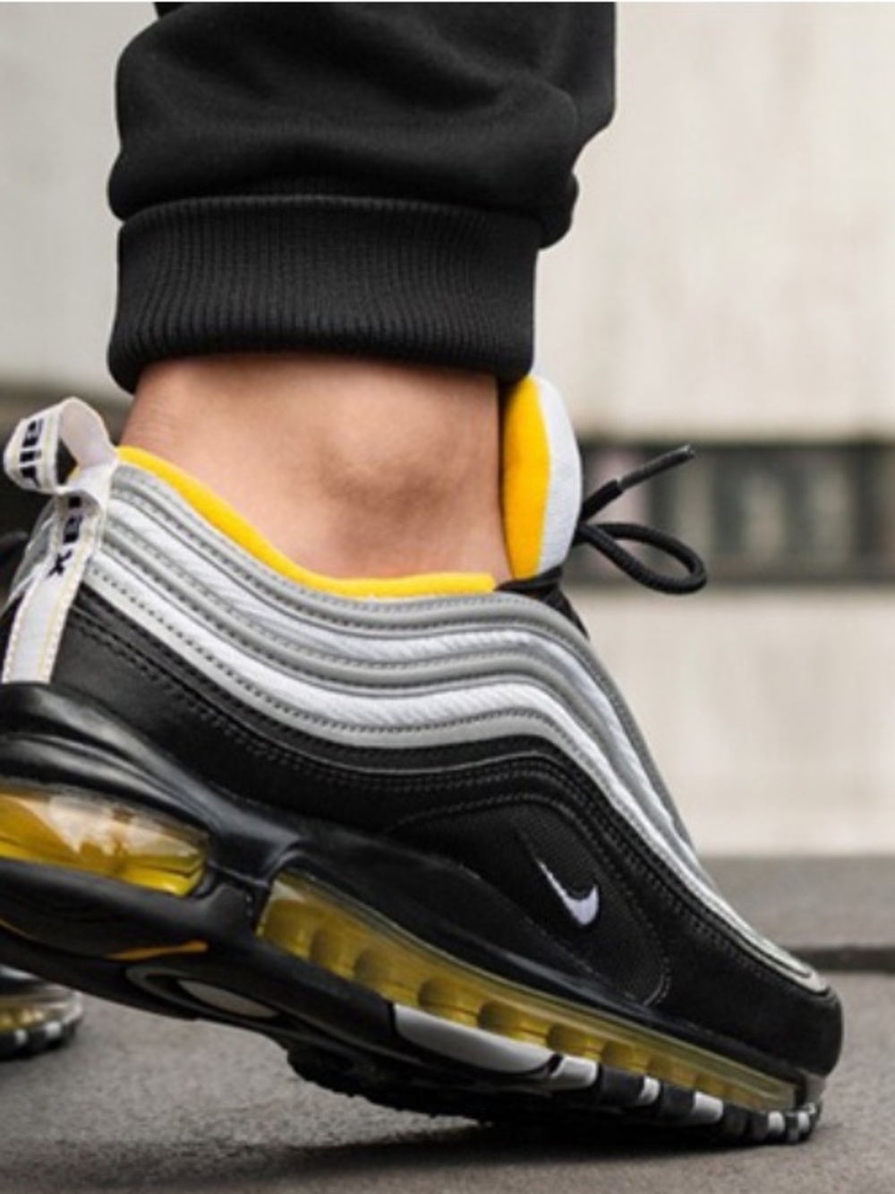 Nike Air Max 97 GS Black/White-Amarillo 921522 005 Size 7Y Youth